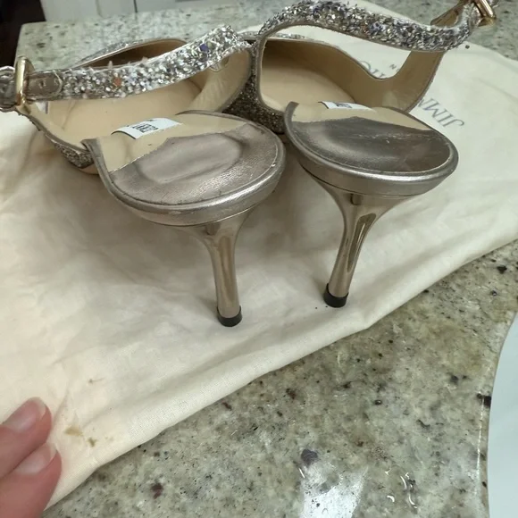 Jimmy Choo Glitter Heels in Silver - Picture 4 of 4